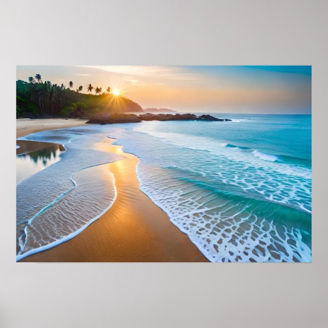 Poster Art Ocean Beach Scène (Devant)