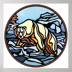 Poster Art Ours Polaire Imprimer Faune Tribale Décor de l