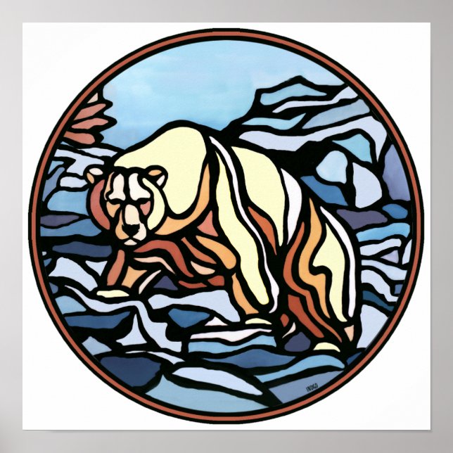 Poster Art Ours Polaire Imprimer Faune Tribale Décor de l (Devant)