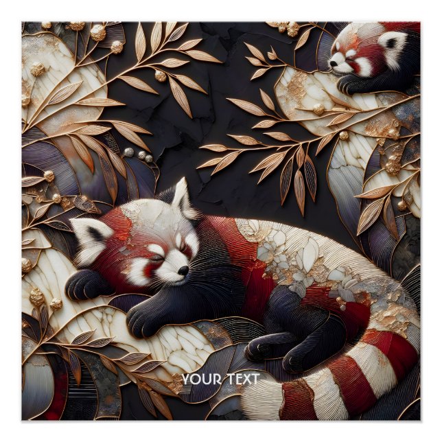 Poster Art Panda Rouge Imaginaire mignon (Devant)