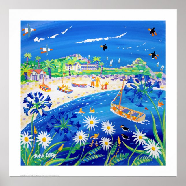 Poster Art Print : Puffin days, Tresco. Par John Dyer (Devant)