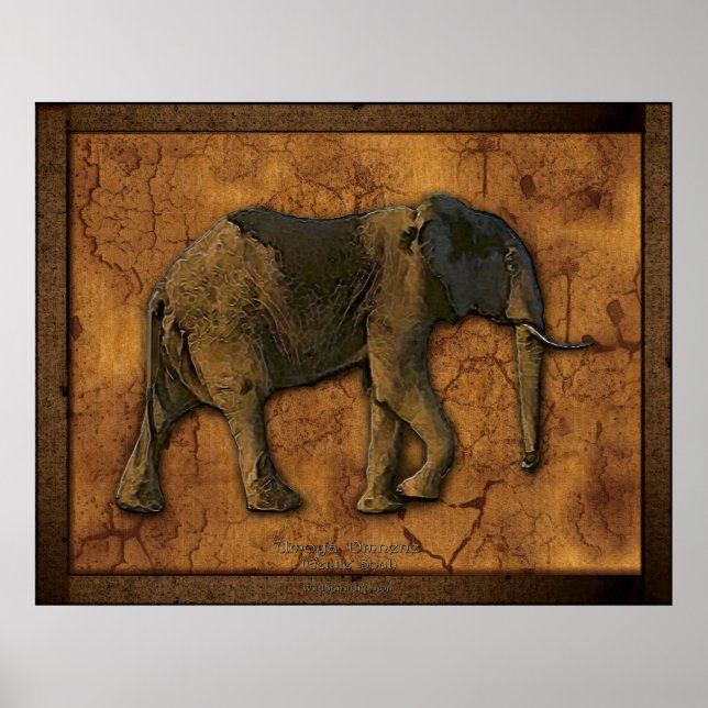 Poster Art rustique africain Elephant (Devant)