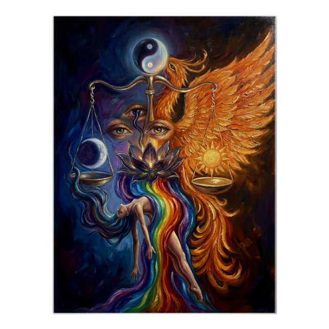 Poster Art Spirituel Phoenix & Lotus   (Devant)