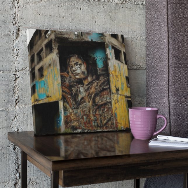 Poster Art urbain sur un bâtiment abandonné (Créateur téléchargé)