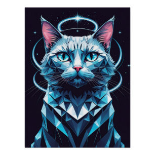 Poster Art vectoriel géométrique Crystal Cat