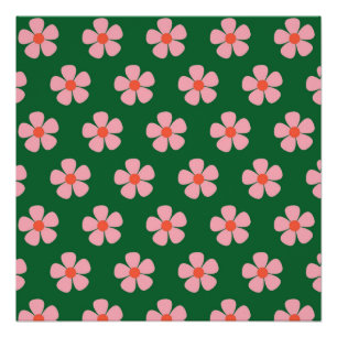Poster Art vibrant fleur sauvage gras Y2K printemps vert