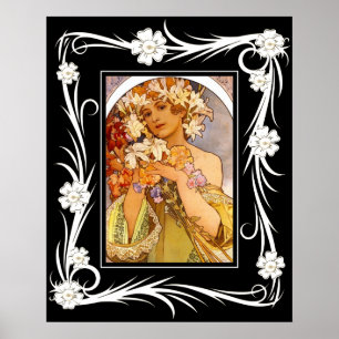 Poster Art Vintage Alphonse Mucha Avec Cadre