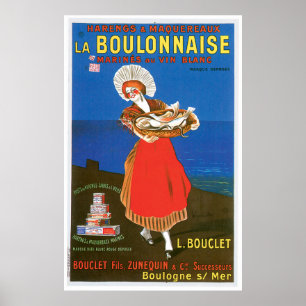 Poster Art vintage d'annonce de nourriture de poissons en