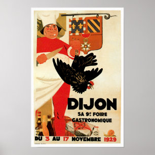 Poster Art vintage d'annonce de nourriture de poulet de