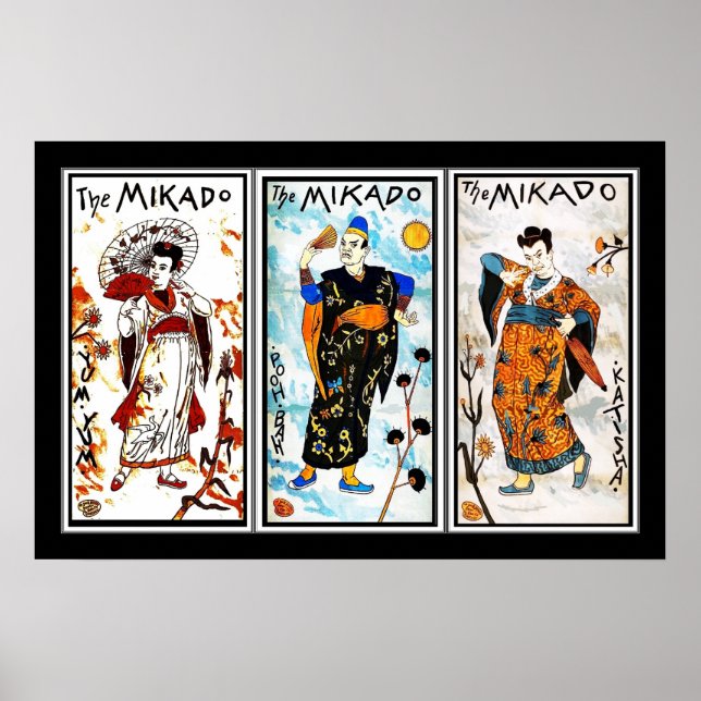 Poster Art Vintage Japonais Le Mikado 3 Panneaux (Devant)