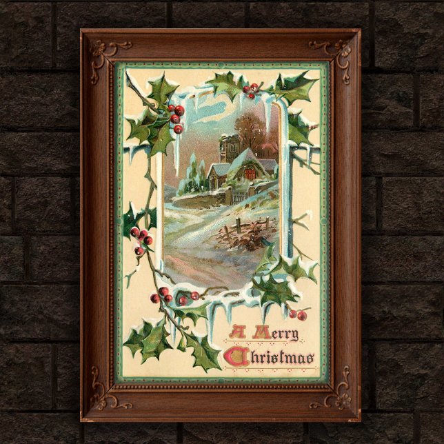 Poster Art Vintage Noël Holly 1910 (Créateur téléchargé)