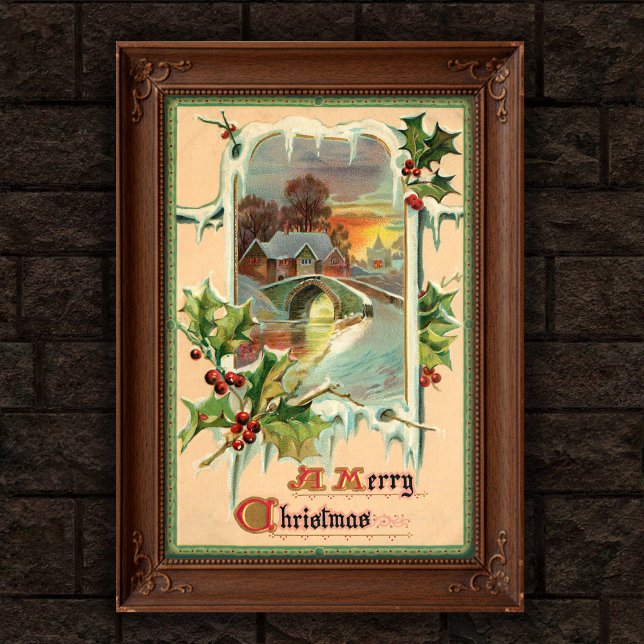 Poster Art Vintage Noël Holly 1910 (Créateur téléchargé)