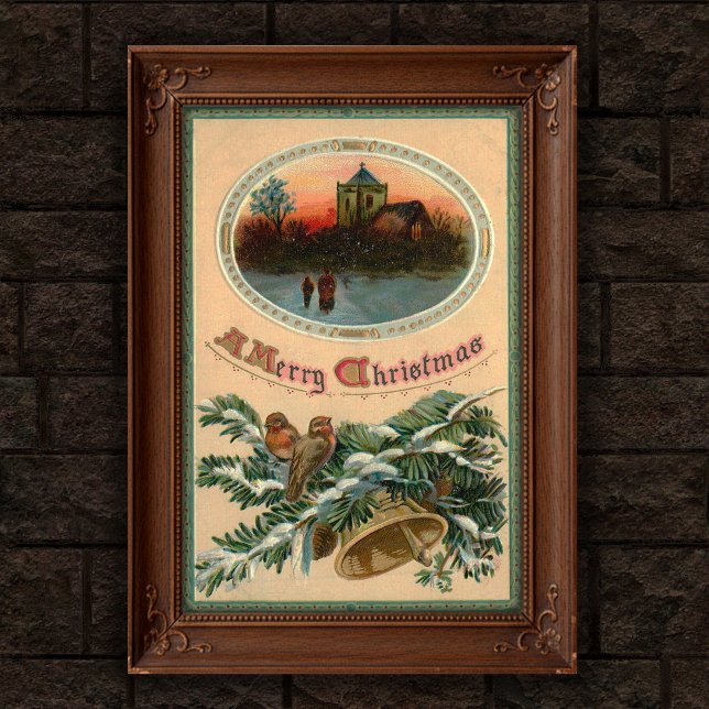 Poster Art Vintage Noël Holly 1910 (Créateur téléchargé)