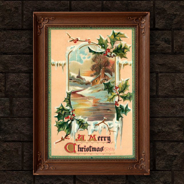 Poster Art Vintage Noël Holly 1910 (Créateur téléchargé)