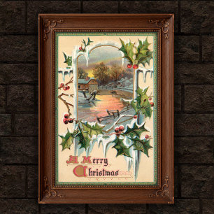 Poster Art Vintage Noël Holly 1910