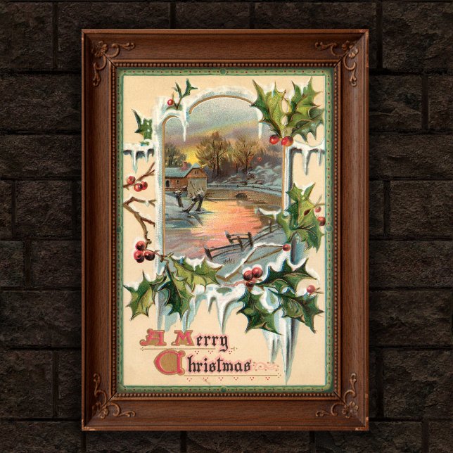 Poster Art Vintage Noël Holly 1910 (Créateur téléchargé)