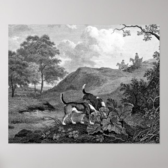 Poster Art Vintage noir et blanc beagle (Devant)