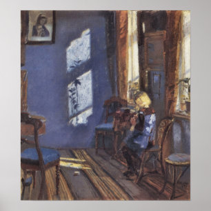 Poster Art vintage, soleil dans la chambre bleue par Anch