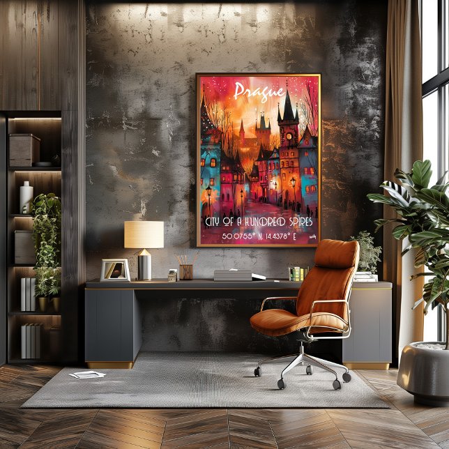 Poster Arte Contemporáneo de Praga en Estilo Vibrante (Créateur téléchargé)
