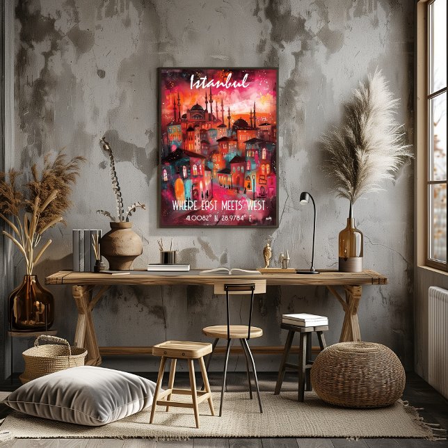 Poster Arte Contemporáneo Estambul en colores vibrantes.  (Créateur téléchargé)