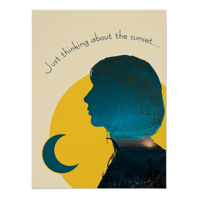 Poster Arte "Just thinking" about com Figura Feminina (Devant)
