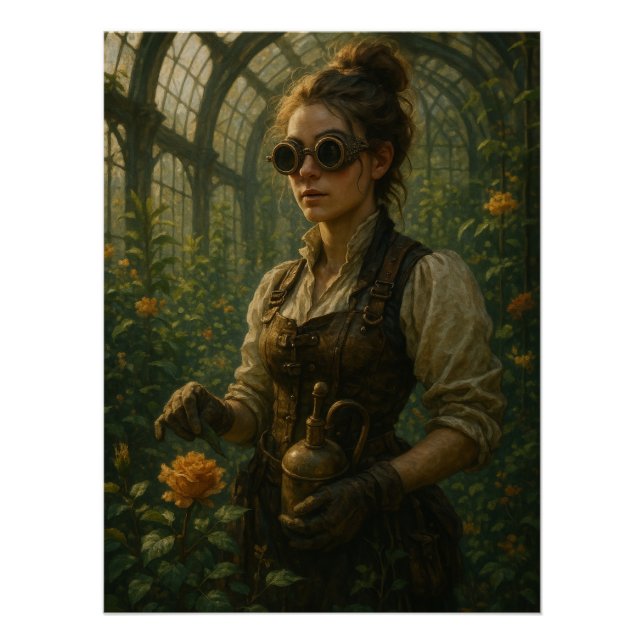 Poster Artiste jardinier victorien Steampunk (Devant)