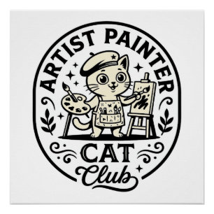 Poster Artiste Peintre Chat Chat Drôle Graphique - Artist