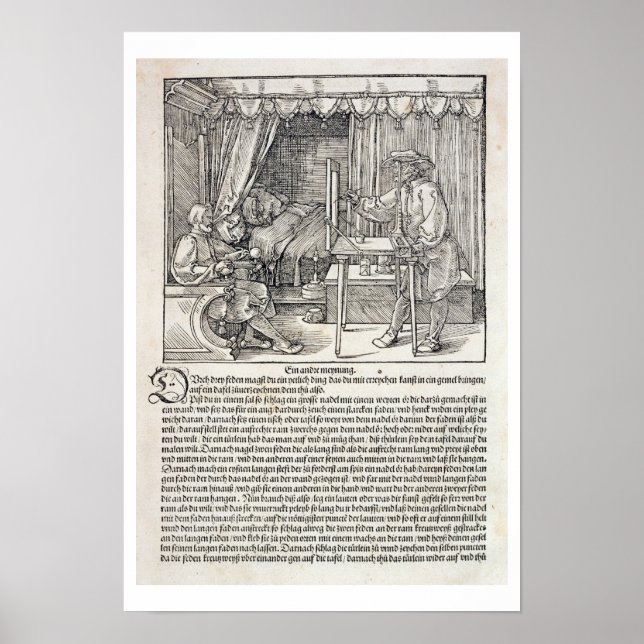 Poster Artiste utilisant la machine à dessin de Durer pou (Devant)