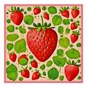 Poster Artwork de fraises dadaïstes