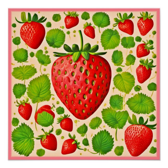 Poster Artwork de fraises dadaïstes (Devant)