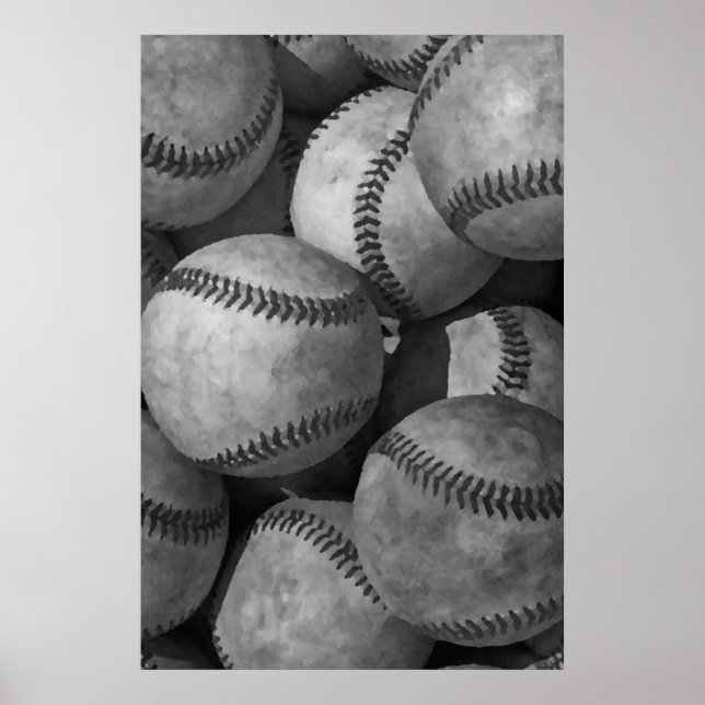 Poster Artwork unique de baseball noir et blanc (Devant)