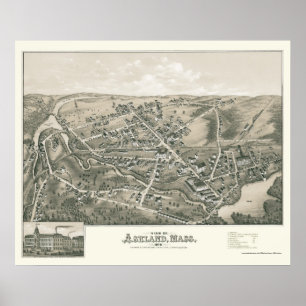 Poster Ashland, carte panoramique de mA - 1878