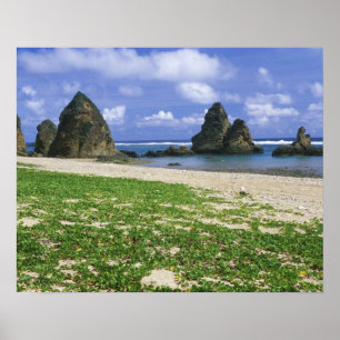 Poster Asie, Japon, Okinawa, littoral de Yambaru, mer