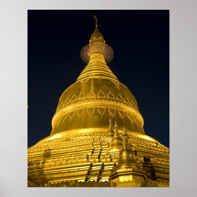 Poster Asie, Mayanmar, Yangon, temple bouddhiste en (Devant)