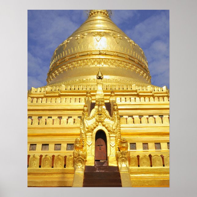 Poster Asie, Myanmar (Birmanie), Bagan (Pagan). Le Shwe (Devant)