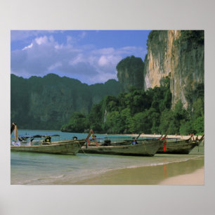 Poster Asie, Thaïlande, Krabi. Plage de West Railay,