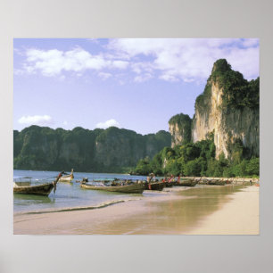 Poster Asie, Thaïlande, Krabi. Plage de West Railay, long