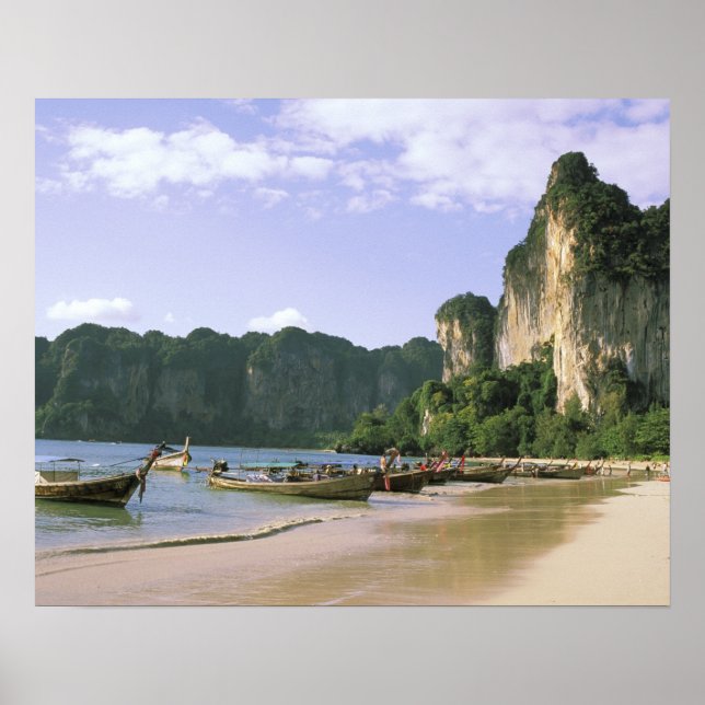 Poster Asie, Thaïlande, Krabi. Plage de West Railay, long (Devant)