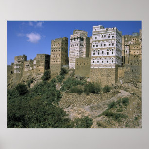 Poster Asie, Yémen, Al Hajjara. Bâtiments et seulement
