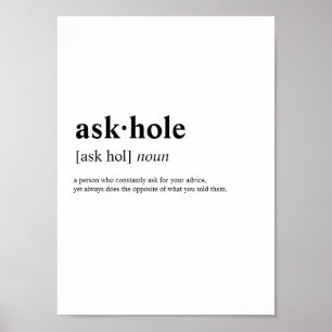 Poster Askhole - Signification du dictionnaire
