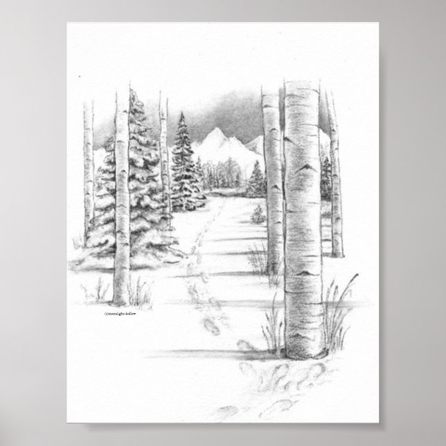 Poster Aspens en hiver (Devant)