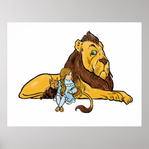 Poster Assistant vintage d'Oz, Dorothy et Toto avec Lion