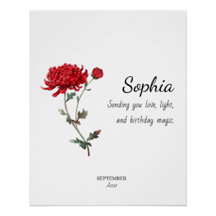 Poster Aster de septembre anniversaire personnalisé