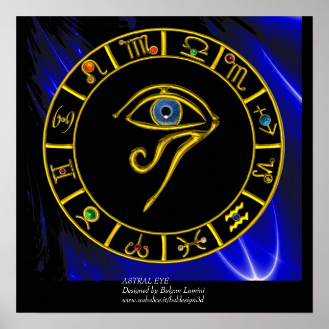 Poster ASTRAL HORUS EYE, TALISMAN BLEU Carte astrologique (Devant)