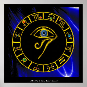 Poster ASTRAL HORUS EYE, TALISMAN BLEU Carte astrologique