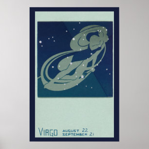 Poster Astrologie Vintage Zodiaque, Constellation de la V