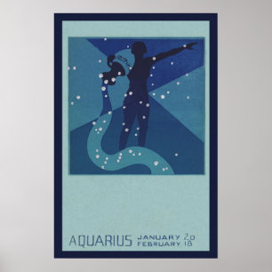 Poster Astrologie Vintage Zodiaque, Constellation du Vers