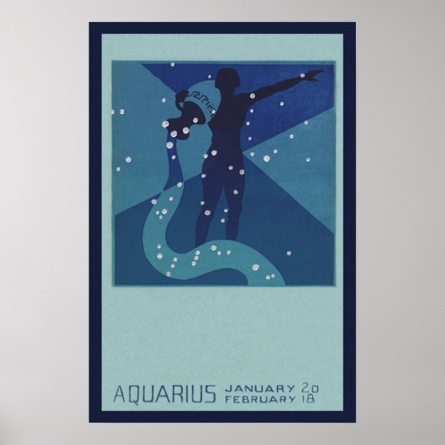 Poster Astrologie Vintage Zodiaque, Constellation du Vers (Devant)