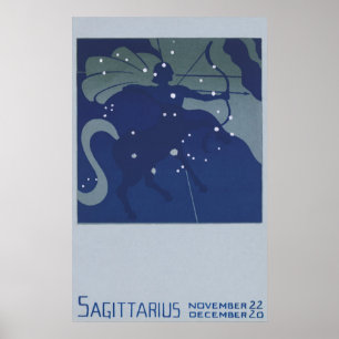 Poster Astrologie zodiaque vintage Constellation sagittai
