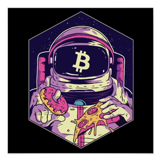 Poster Astronaut BITCOIN-Crypto (Devant)